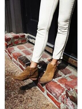 Free People Summit Taupe Suede Ankle Boots Buckle Distressed Size 9